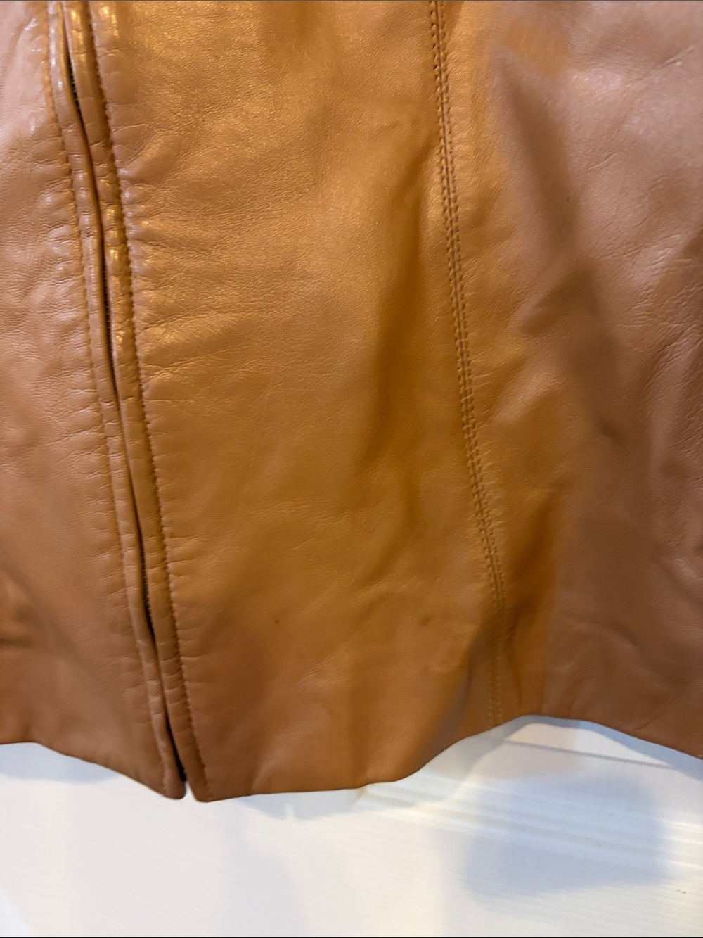 Leather Zip-Front Jacket in Tan - Picture 9 of 10